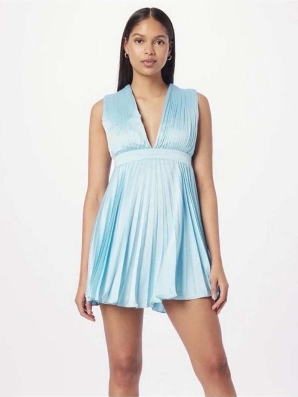 Abercrombie & Fitch Sky Blue Pleated Mini Dress - Picture 2 of 7